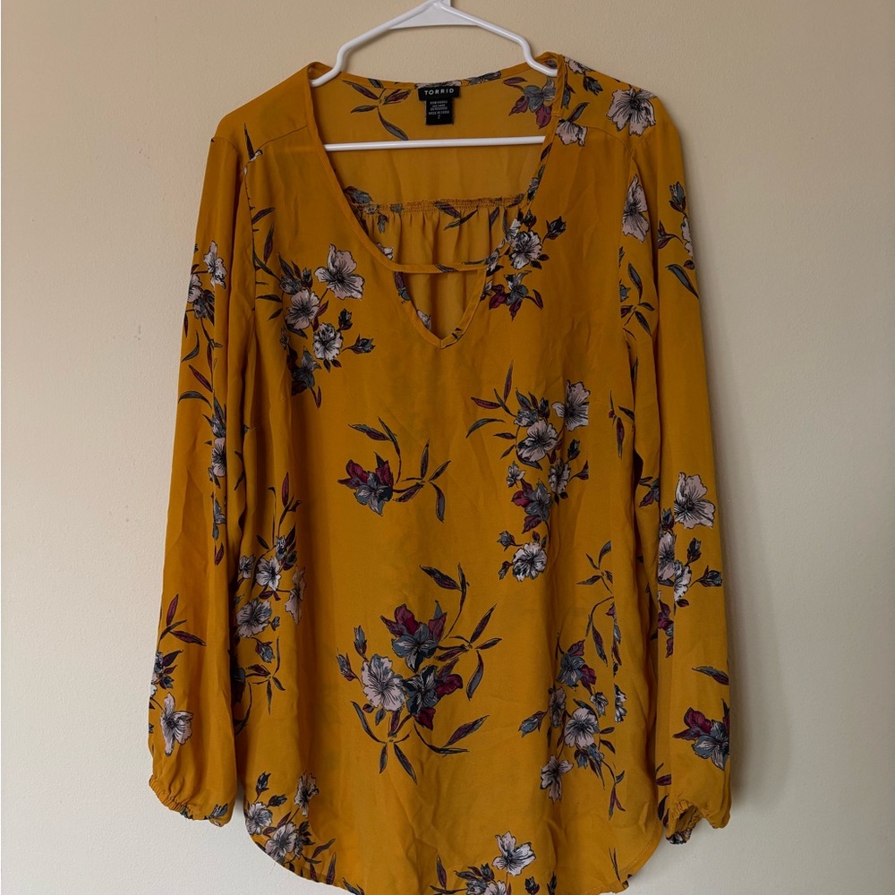 Torrid Mustard Floral Blouse